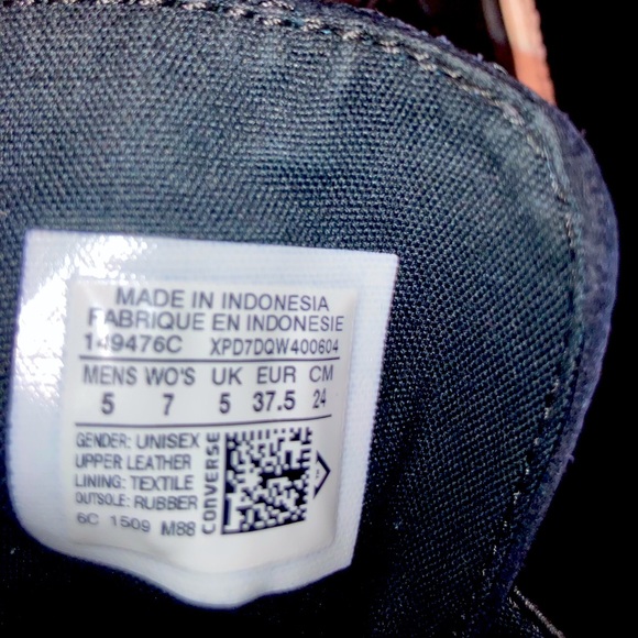 Black Leather Converse All Star High Top - Picture 2 of 5